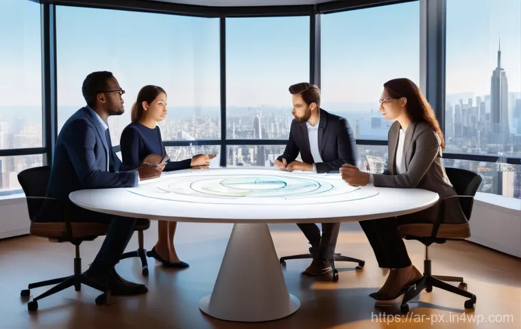 집단지성을 통한 의사 결정 프로세스 개선 - **Collaborative Problem Solving at a Modern Table**
A highly detailed, realistic illustration of...