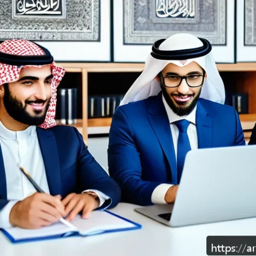Home 32 집단지성을 통한 기업의 변화 관리 - A diverse Middle Eastern corporate team engaged in an open brainstorming session in a modern office,...